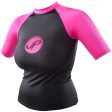 JetPilot Mrs. Corpo Short-Sleeve Rashguard 16506 - Pink Black - L For Discount